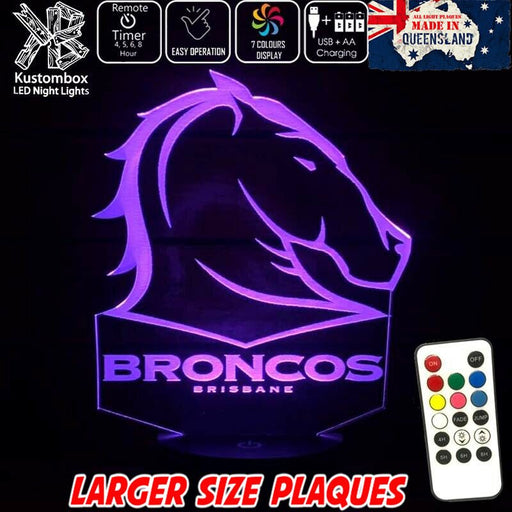 Brisbane Broncos Rugby League LED Night Light 7 Colours - KustomboxFootballKustomboxRegular Size