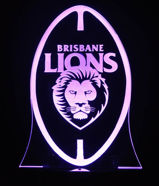 Brisbane Lions Football Club Australian Football - 3D LED Night Light 7 Colours + Remote Control - Kustombox