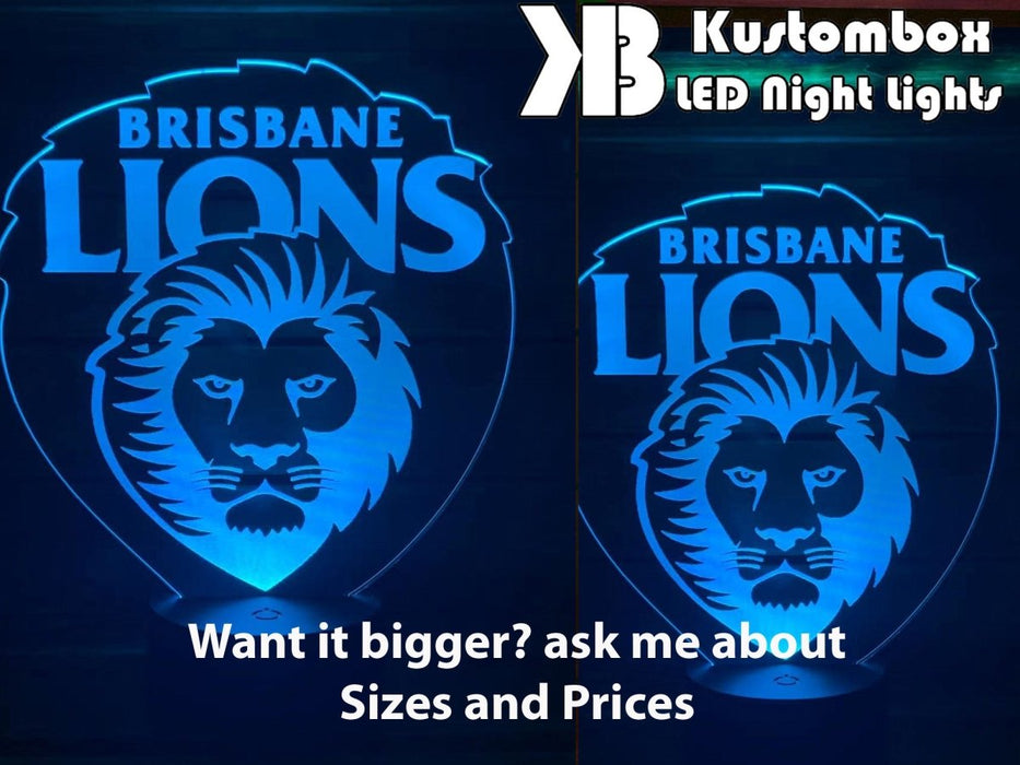 BRISBANE LIONS Football Club LED Night Light 7 Colours + Remote Control - Kustombox