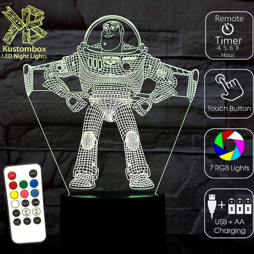 Buzz Light Year Dinsey toy story - LED Night Light 7 Colours + Remote Control - Kustombox