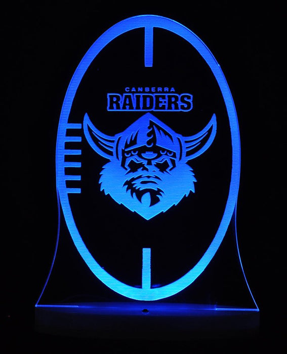 Canberra Raiders Rugby League Club 3D LED Night Light 7 Colours + Remote Control - Kustombox NRL