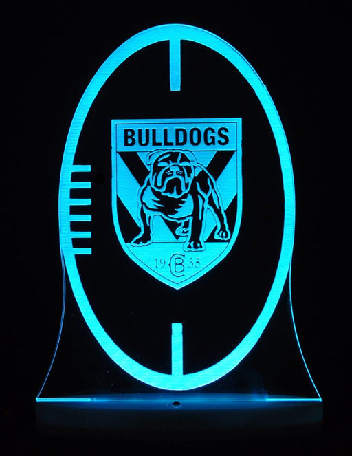 Canterbury Bulldogs Rugby League Club 3D LED Night Light 7 Colours + Remote Control - Kustombox NRL