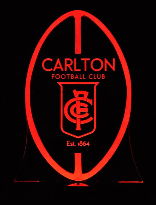 Carlton Football Club Australian Football - 3D LED Night Light 7 Colours + Remote Control - Kustombox AFL
