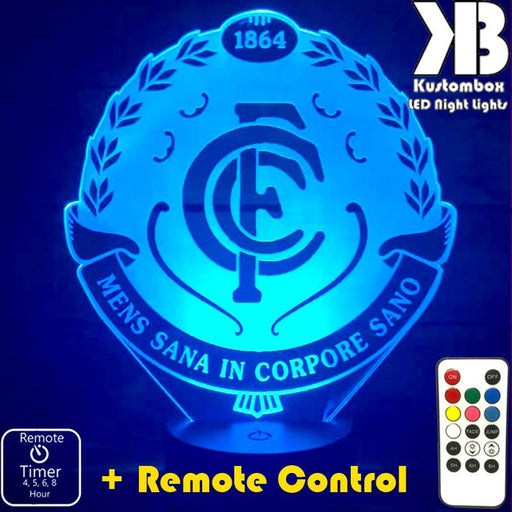 CARLTON Football Club LED Night Light 7 Colours + Remote Control - Kustombox AFL