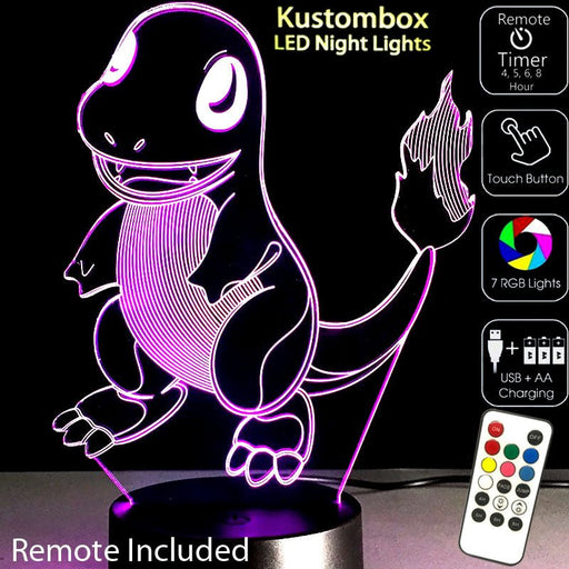 Charmander Pokemon LED Night Light 7 Colours + Remote Control - Kustombox Pokemon