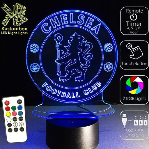 CHELSEA Football Club LED Night Light 7 Colours + Remote Control - Kustombox EFC