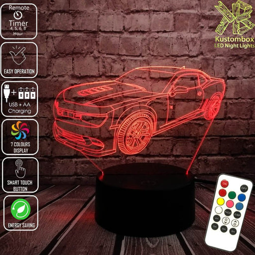 Chevrolet Camaro bumble bee Car- LED Night Light 7 Colours + Remote Control - Kustombox