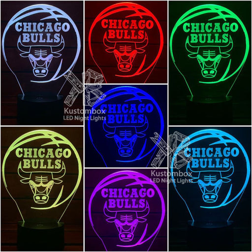 CHICAGO BULLS NBA BASKETBALL LED Night Light 7 Colours + Remote Control - Kustombox