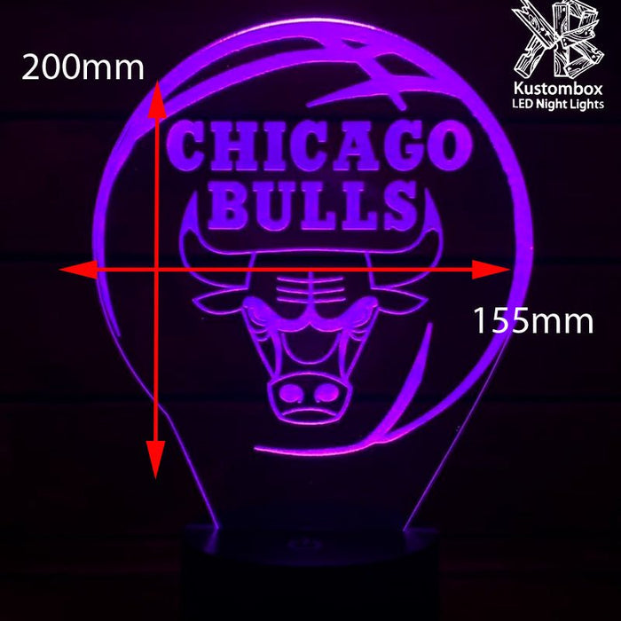 CHICAGO BULLS NBA BASKETBALL LED Night Light 7 Colours + Remote Control - Kustombox NBA