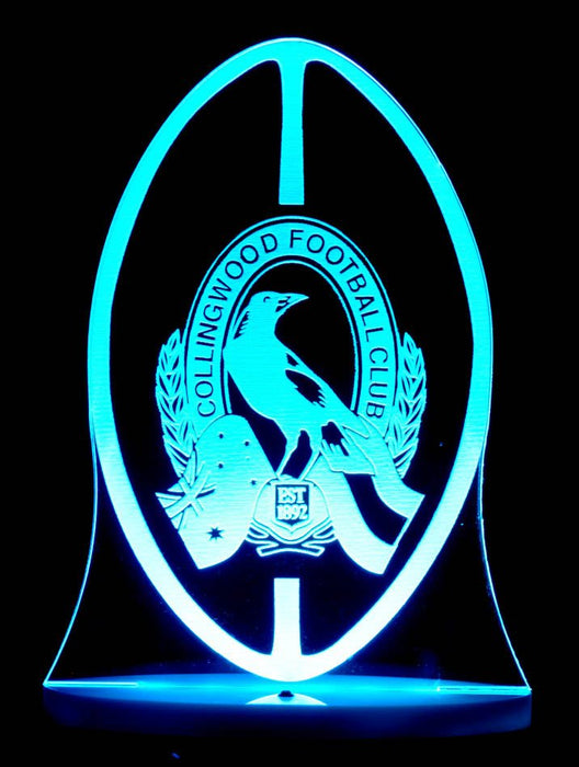 Collingwood Magpies Football Club Australian Football - 3D LED Night Light 7 Colours + Remote Control - Kustombox AFL