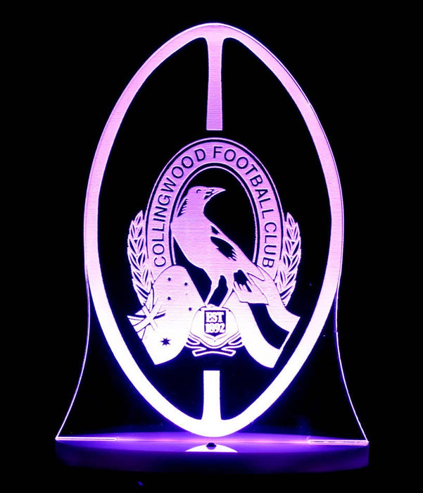 Collingwood Magpies Football Club Australian Football - 3D LED Night Light 7 Colours + Remote Control - Kustombox AFL