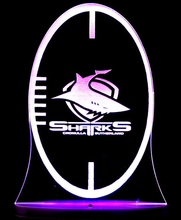 Croa Sharks Rugby League Club 3D LED Night Light 7 Colours + Remote Control - Kustombox NRL