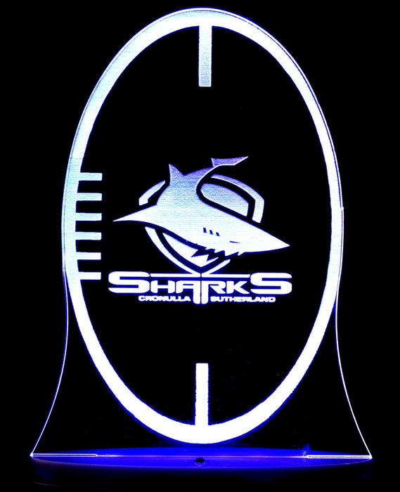 Croa Sharks Rugby League Club 3D LED Night Light 7 Colours + Remote Control - Kustombox NRL