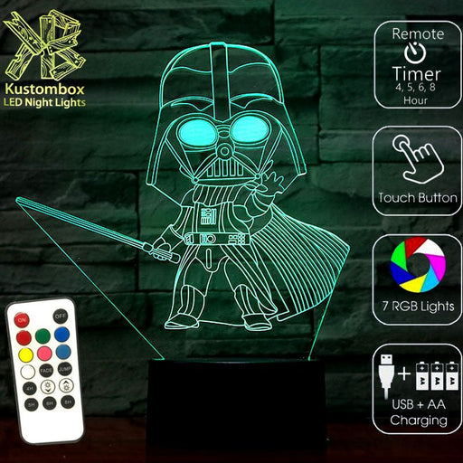 Darth Vader Star Wars Imperial 3D - LED Night Light 7 Colours + Remote Control - Kustombox