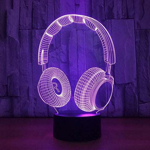 Earphones Wire Frame - 3D LED Night Light 7 Colours + Remote Control - Kustombox