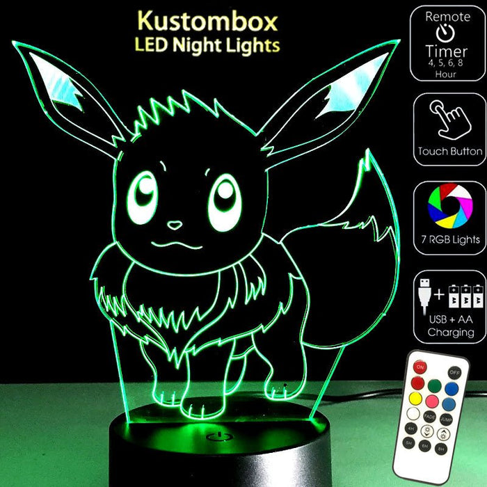 Eevee Pokemon LED Night Light 7 Colours + Remote Control - KustomboxNight Lights & Ambient LightingKustomboxStandard Size
