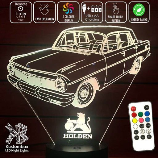 EH Holden Car 1963 to 65 - 3D LED Night Light 7 Colours + Remote Control - Kustombox