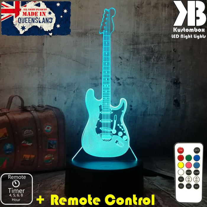 Electric Guitar - 3D LED Night Light 7 Colours + Remote Control - Kustombox music