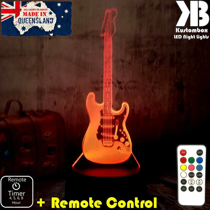 Electric Guitar - 3D LED Night Light 7 Colours + Remote Control - Kustombox music