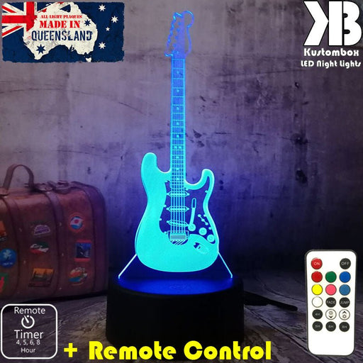 Electric Guitar - 3D LED Night Light 7 Colours + Remote Control - Kustombox music