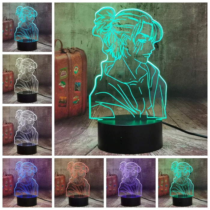 Eren Yeager Attack on Titan- 3D LED Night Light 7 Colours + Remote Control - Kustombox
