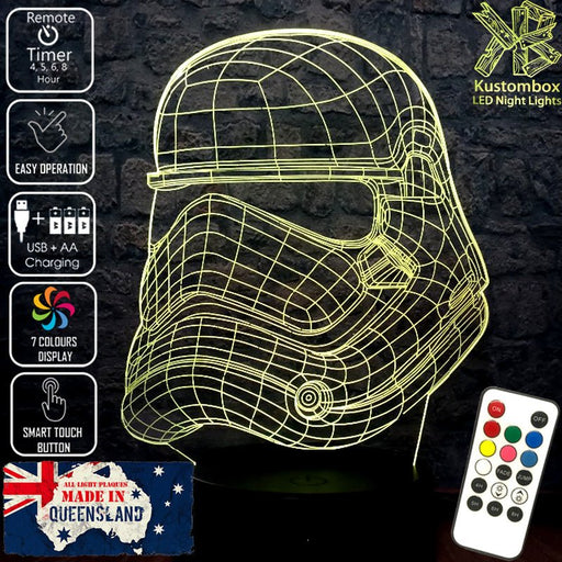 First Order Imperial Stormtrooper Helmet Star Wars - LED Night Light 7 Colours + Remote Control - Kustombox