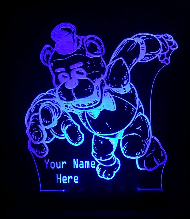 Five Nights of Freddy Personalised Name - 3D LED Night Light 7 Colours + Remote Control - Kustombox