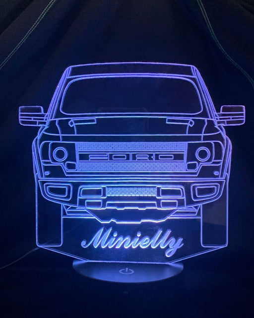 Ford Raptor Personalised Name - 3D LED Night Light 7 Colours + Remote Control - Kustombox
