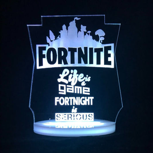 Fortnite Game Logo Personalised Name - 3D LED Night Light 7 Colours + Remote Control - Kustombox