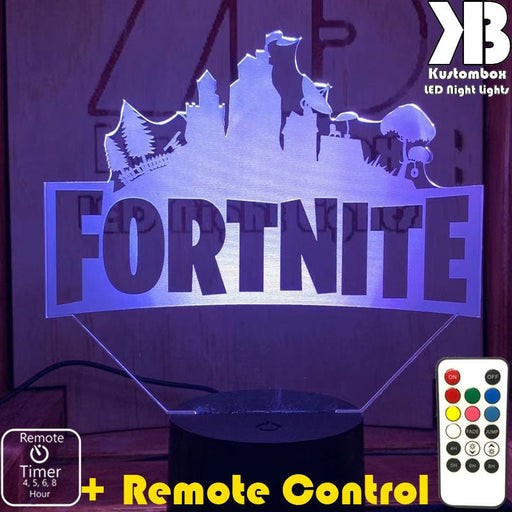Fortnite Logo - 3D LED Night Light 7 Colours + Remote Control - Kustombox