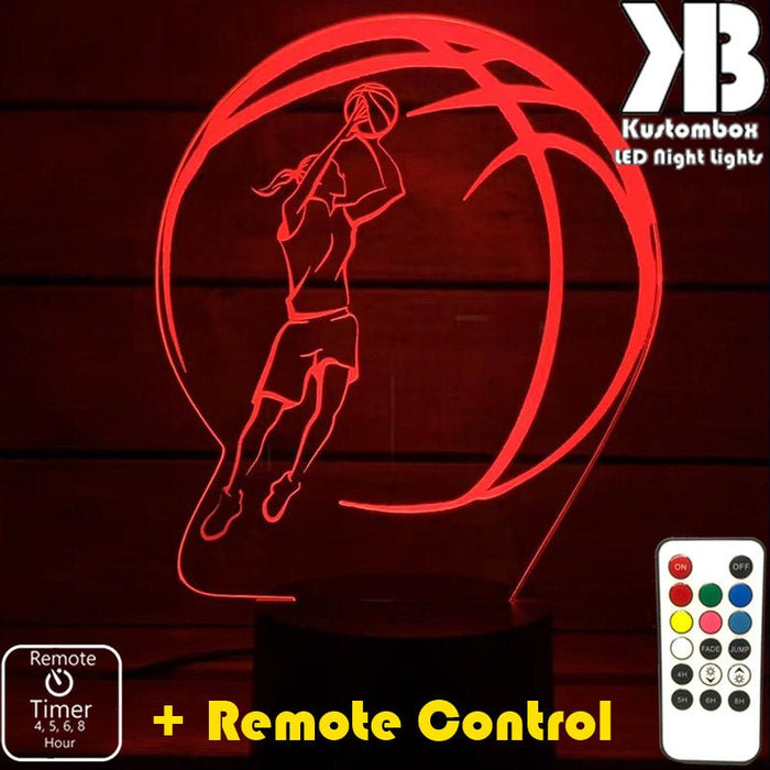GIRL BASKETBALL PLAYER LED Night Light 7 Colours + Remote Control - Kustombox NBA