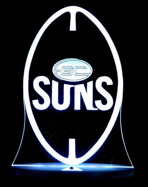 GOLD COAST SUNS Football Club Australian Football 3D LED Night Light 7 Colours + Remote Control - Kustombox AFL