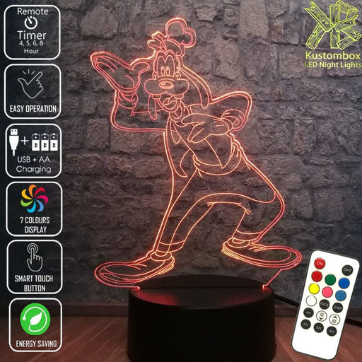 Goofy Disney- 3D LED Night Light 7 Colours + Remote Control - KustomboxNight Lights & Ambient LightingKustomboxStandard Size