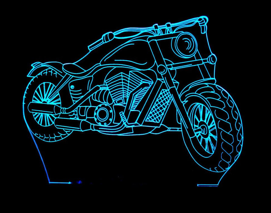 Harley Davidison Motorbike - 3D LED Night Light 7 Colours + Remote Control - Kustombox