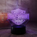 Harley Davidson Motorbike Logo - 3D LED Night Light 7 Colours + Remote Control - Kustombox bikes