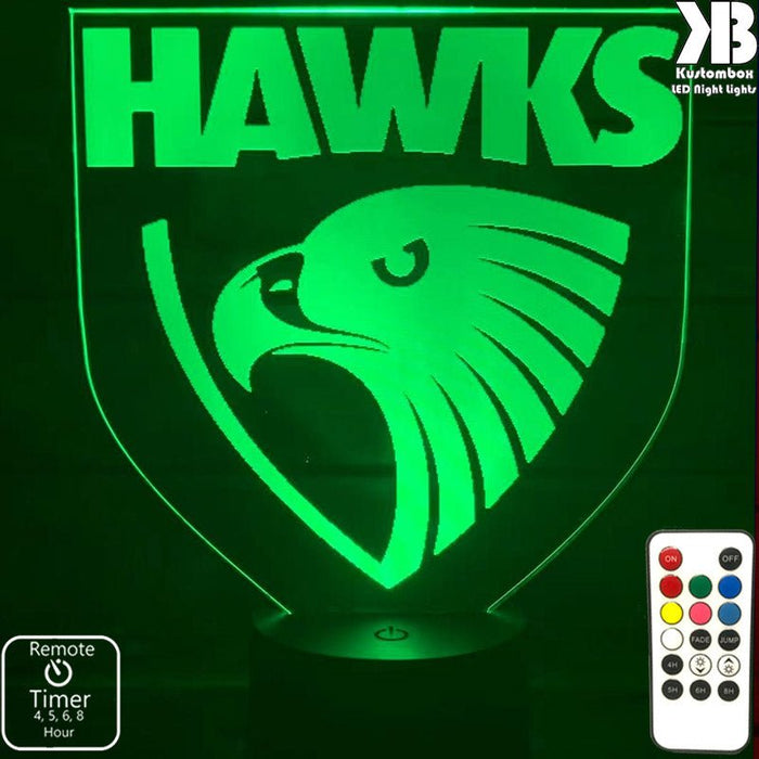 HAWTHRONE HAWKS Football Club LED Night Light 7 Colours + Remote Control - Kustombox AFL