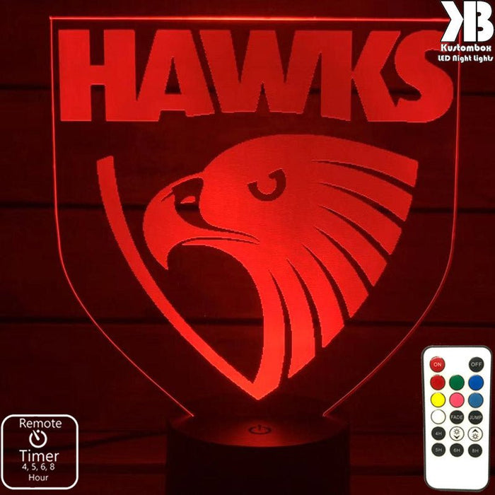HAWTHRONE HAWKS Football Club LED Night Light 7 Colours + Remote Control - Kustombox AFL