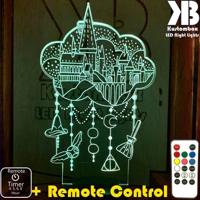 Hogwarts Harry Potter - 3D LED Night Light 7 Colours + Remote Control - Kustombox
