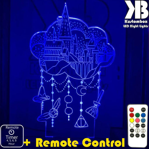Hogwarts Harry Potter - 3D LED Night Light 7 Colours + Remote Control - Kustombox