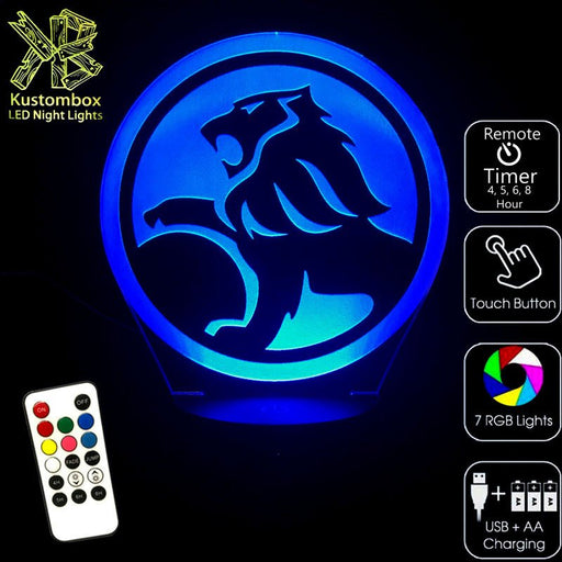 Holden Motor Car Logo - 3D LED Night Light 7 Colours + Remote Control - Kustombox