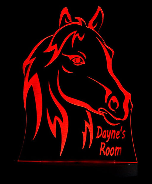 Horse Head Personalised Name 3D LED Night Light 7 Colours + Remote Control - Kustombox