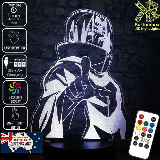 Itachi Uchiha Naruto Shippuden 3D LED Night Light 7 Colours + Remote Control - Kustombox