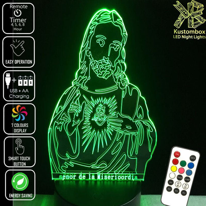 Jesus Christ Religious Statue - 3D LED Night Light 7 Colours + Remote Control - Kustombox