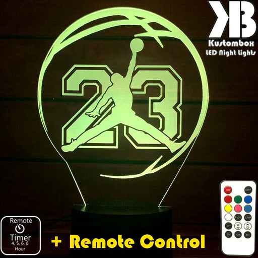 JORDAN 23 NBA BASKETBALL LED Night Light 7 Colours + Remote Control - Kustombox