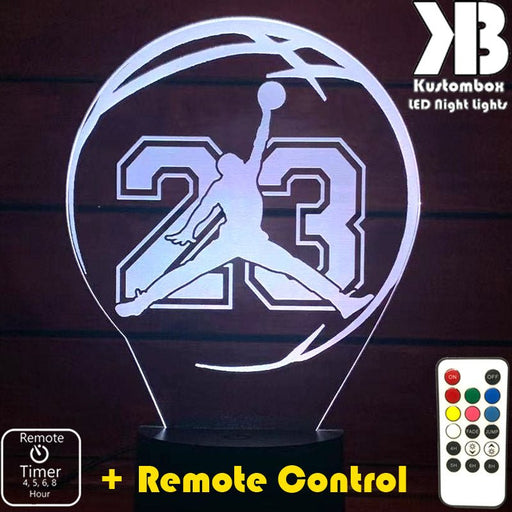 JORDAN 23 NBA BASKETBALL LED Night Light 7 Colours + Remote Control - Kustombox