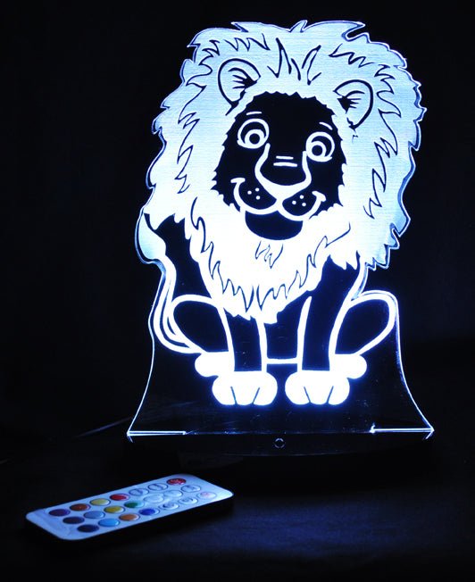 Jungle Animals LION Personalised Name- 3D LED Night Light 7 Colours + Remote Control - Kustombox jungle