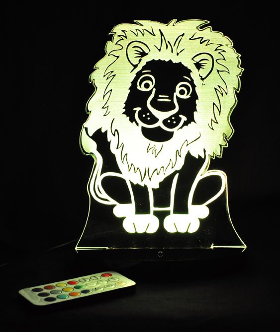Jungle Animals LION Personalised Name- 3D LED Night Light 7 Colours + Remote Control - Kustombox jungle