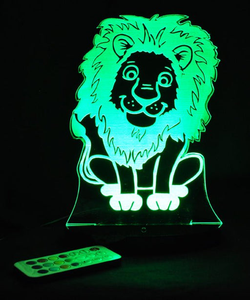 Jungle Animals LION Personalised Name- 3D LED Night Light 7 Colours + Remote Control - Kustombox jungle