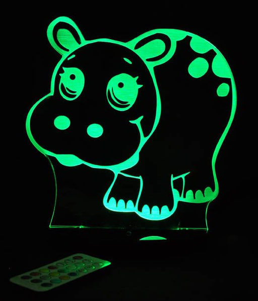 Jungle Hippo - 3D LED Night Light 7 Colours + Remote Control - Kustombox