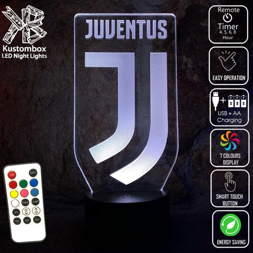 JUVENTUS FOOTBALL Club LED Night Light 7 Colours + Remote Control - Kustombox